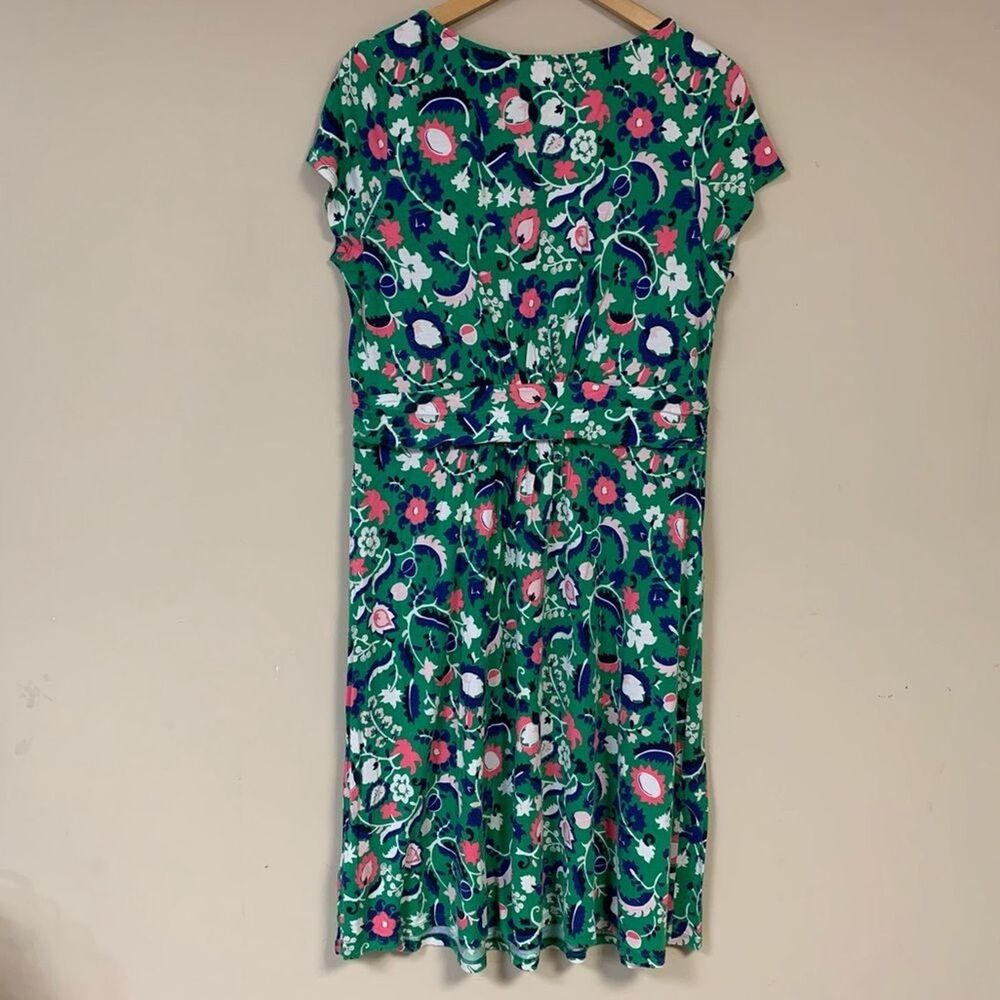 BODEN Dress Womens 12 Amelie Floral Green Jersey Soft Paisley Comfortable Summer - Picture 5 of 9